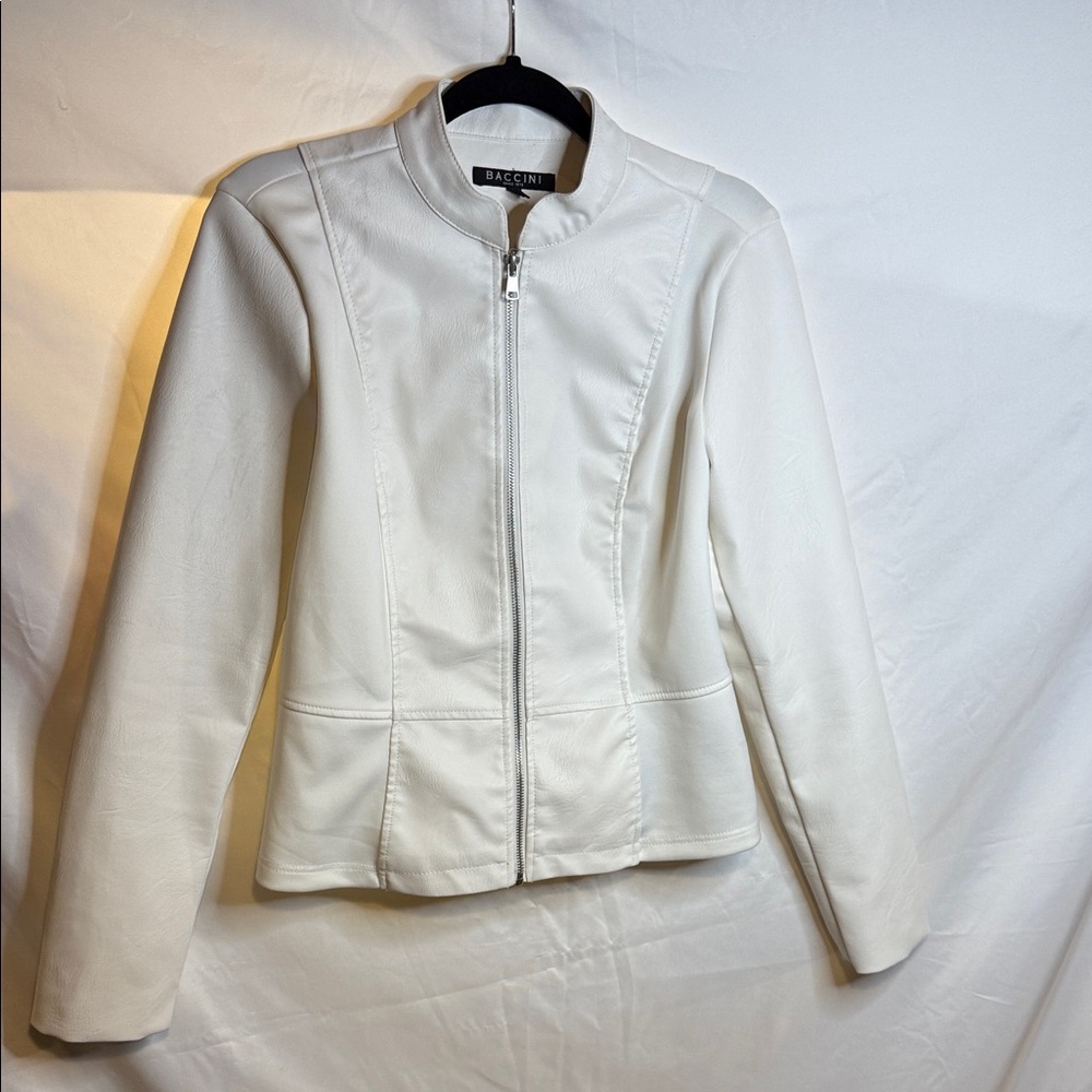 Baccini Women's Cream Faux Leather Jacket